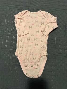 Just One You Soft Pink Printed Baby One-Piece Bodysuit With Castles 3mos
